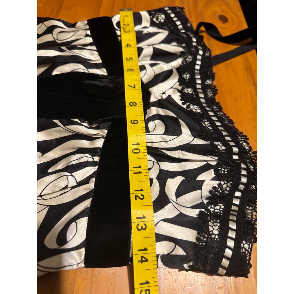 BLACK WHITE Y2K BABYDOLL CAMI S LACE TRIM SATIN BOW COQUETTE FAIRY TOP microtop - Picture 9 of 11